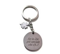 Portachiavi uomo donna con scritta frase zio/zia/nonno/fratello/sorella inciso a laser in acciaio astuccio regalo incluso spedizione gratis (sei lo zio più speciale che c'è)