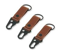 Portachiavi Uomo Pelle Marrone con Moschettone Set 3 Pezzi Made by Nami Acciaio Nero Clip Chiavi Regalo
