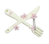 Portachiavi, versatile, in acrilico, con adorabile design di ciliegie e delfini, accessorio alla moda con ciliegie e delfini, Cucchiaio Forchetta, Taglia unica