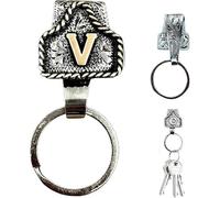 Portachiavi vintage a forma di lettera cowboy, dalla A alla Z, con 26 lettere fatte a mano, portachiavi in metallo per cinture, chiavi, borse, jeans, Argento, Taglia unica