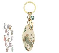 Portachiavi vintage con illustrazioni dello zodiaco, portachiavi in metallo smaltato con i segni dello zodiaco, Accessori pendenti smaltati fatti a mano con i segni dello zodiaco (Sagittarius)