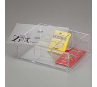 Portacialde in plexiglass con coperchio e 3 divisori ONLY TEA 22X16Xh7 cm Trasparente trasparente