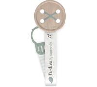 Suavinex, Portaciuccio in Tela per Neonati, Nastro con Decoro su due lati, Catena Ciuccio Neonato, Clip con Pinza. Per bambini +0 mesi, adatto per neonati, Birdies, verde