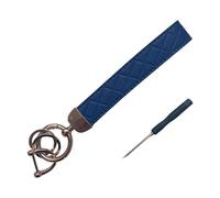 Portacodice moderno realizzato in inodore con struttura a clip rotante e cinturino da polso modificabile, portachiavi in pelle premium