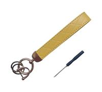 Portacodice moderno realizzato in inodore con struttura a clip rotante e cinturino da polso modificabile, portachiavi in pelle premium