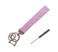 Portacodice moderno realizzato in inodore con struttura a clip rotante e cinturino da polso modificabile, portachiavi in pelle premium