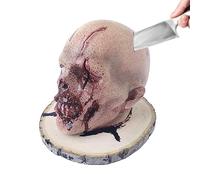 Portacoltelli a forma di teschio | Gothic Portacoltelli | Statua raccapricciante in resina | Affettatrice da cucina a forma di orrore | Ornamento per casa infestata