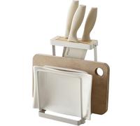 Portacoltelli Caliamary - Portacoltelli da cucina senza coltelli, universale in metallo, per tagliere da cucina, organizer da cucina (bianco)