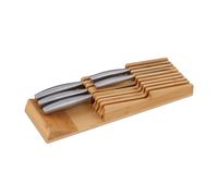 Relaxdays Portacoltelli Cassetto, Ceppo Orizzontale per 9 Coltelli Organizer Cucina in Bambù, 5,5 x 13 x 40 cm, Naturale