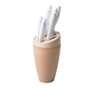 Portacoltelli Ceppo con 5 Coltelli in Acciaio Inox, Linea Ecoliving Omada Design