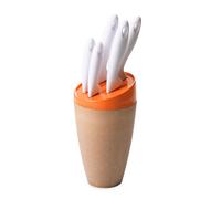 Portacoltelli Ceppo con 5 Coltelli in Acciaio Inox, Linea Ecoliving Omada Design