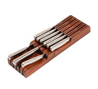 Portacoltelli da cucina in legno di acacia, contiene 5 coltelli lunghi + 6 corti (non inclusi), si adatta alla maggior parte dei coltelli, piedini in gomma, finitura di alta qualità per alimenti,