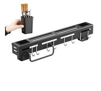 Portacoltelli Da Parete - Portaoggetti A Parete, Organizzatore In Acciaio Al Carbonio, Multifunzionale, Senza Perforazione, Portacoltell Con Ganci Per Asta Portacoltelli Per Conservare Bacchette, For