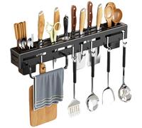 Portacoltelli Da Parete - Portaoggetti A Parete, Organizzatore In Acciaio Al Carbonio, Multifunzionale, Senza Perforazione, Portacoltell Con Ganci Per Asta Portacoltelli Per Conservare Bacchette, For