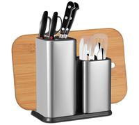 Portacoltelli in acciaio inox 3 in 1 e porta utensili, supporto universale per coltelli con fessure e supporto multifunzionale, coltello multifunzione rimovibile e porta utensili per il bancone della