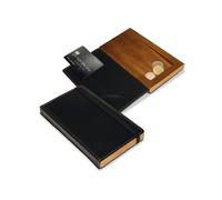 SECURIT - Portaconto Luxe - Per Caffè, Ristoranti, Bar - Base In Legno Massiccio - Copertina In Pelle E Chiusura Elastica - Colore Nero