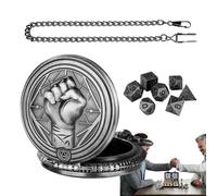 Portadadi per Orologio da Tasca, cassa a dadi in metallo, Modello di Pugno di Gioco di dadi Orologio da Tasca, Accessorio per Giochi di ruolo, Accessori per Orologio da Tasca Vintage per RPG, argento