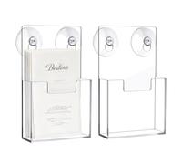 Portadepliant Da Parete - 2 Pezzi Portadocumenti In Materiale Acrilico Con Ventose | Organizzatore per Opuscoli | per Organizzatore di Documenti Opuscoli Letteratura Ufficio Negozi Commerciale Residen