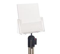 Portadepliant per Colonnina Segnapercorso f.to A4, 1 Tasca in Styrene Trasparente, Supporto ABS Nero