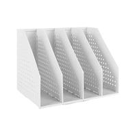 Portadocumenti A4 da scrivania, robusto portariviste in plastica, scatola portaoggetti da ufficio, libreria, mobiletto portadocumenti con 4 scomparti e divisori(Gray)