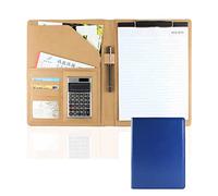 Portadocumenti A4 Portfolio Lavoro Riunione Portablocco Blocco Note Impermeabile Con Blocco Per Scrittura E Calcolatrice A 12 Cifre Per Donne E Uomini(Blue)