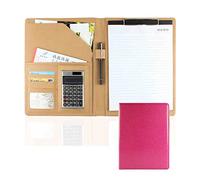 Portadocumenti A4 Portfolio Lavoro Riunione Portablocco Blocco Note Impermeabile Con Blocco Per Scrittura E Calcolatrice A 12 Cifre Per Donne E Uomini(Red)