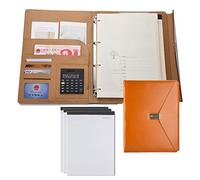 Portadocumenti A4 Raccoglitore ad Anelli 4 Portadocumenti Organizer con Cartella in Pelle Blocco Note Password Raccoglitori per quaderni aziendali Riprende Portadocumenti per Uomo Donna (Color : Ora
