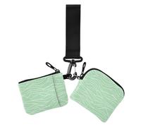 Portadocumenti da donna minimalista, motivo onde verdi d'acqua, porta carte di credito, organizer con portachiavi, per donne, confezione da 2, onde d'acqua verde minimalista, 1 size, Casual