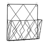 Portadocumenti da parete Cestino portariviste geometrico in metallo for soggiorno, corridoio, corridoio, portaoggetti for chiavi, organizer for file(Black)