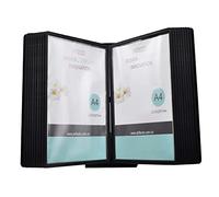 Portadocumenti da parete, Espositore bifacciale da 20 pagine, formato lettera, base nera, for ufficio, officina, sala espositiva, consultazione e archiviazione di documenti A4