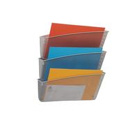 Portadocumenti da parete Mesh - 3 vaschette in rete metallica - argento - Alba