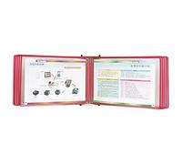 Portadocumenti da parete, Organizzatore di riferimento a 10 tasche, espositore for cataloghi da parete, adatto for cartelle metalliche ufficio e casa, modalità orizzontale(Red)
