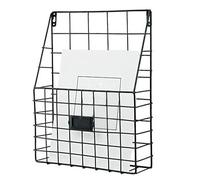 Portadocumenti Da Parete,Organizzatore Documenti Mensola Montaggio A Muro - Accessorio Moderno in Metallo per Ufficio Casa Cucina Ingresso Bagno Bianco Grigio