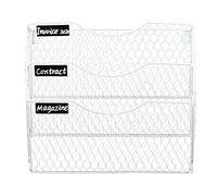 Portadocumenti da parete Portadocumenti tascabile a muro Organizzatore di posta Espositore for riviste Scaffale di stoccaggio, cartelle da muro sospese a 3 livelli A4(White)