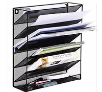 Portadocumenti da parete Portariviste da parete in metallo a cinque strati, cestino for giornali, home office(Black)