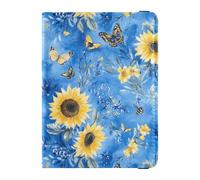 Portadocumenti da viaggio con farfalle e girasole, blu, per passaporto e vaccino, organizer per documenti da viaggio, impermeabile, essenziale
