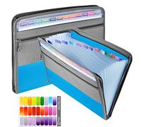 Portadocumenti Espandibile, 13 Tasche per Documenti A4 Cartella Fisarmonica Organizzatore di File Espandibile con Cerniera, Organizzatore di Documenti Portatile con Etichette per Ufficio e Scuola