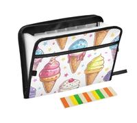 Portadocumenti espandibile con cerniera con 13 tasche, modello Miyazaki Hayao Ice Cream Seamless Pattern fisarmonica portadocumenti con etichette, impermeabile, 36 x 2 x 27 cm