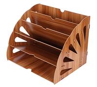 Portadocumenti Organizer in legno 5 scomparti, raccoglitore di file Design con fibbia in legno Desktop a forma di ventaglio Posta Lettera Documento Rivista File Assemblaggio Divisore(Legna)