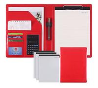 Portadocumenti per certificati di nascita e laurea Cartella for scrivere portablocco in ecopelle for conferenze/documenti legali con portablocco in formato Lettera/A4(Red,8Bit+3*note pad)