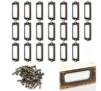 Portaetichette in Metallo Bronzo,Maniglie Vintage Etichetta,Porta Etichette in Metallo,Porta Etichette con Cornice,Biblioteca,Schedario,Armadio di Stoccaggio,20 pezzi 60 x 17 mm