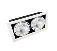 Portafaretto AR111 Orientabile 2x20w Completa di 2 Faretti LED Ghiera Silamp