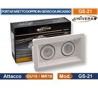 PORTAFARETTO DOPPIO ORIENTABILE IN GESSO DA INCASSO PER LAMPADINA GU10 E GU5.3