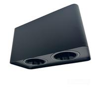 Vetrineinrete® Portafaretto doppio orientabile per montaggio esterno mini plafoniera applique da soffitto per faretto cucina soggiorno (Nero)