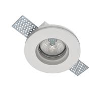 Portafaretto in gesso GU10 / MR16 da incasso 100x100x30mm Bianco Rotondo Novaline