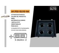 Portafaretto Incasso 4 GU10 Orientabile Quadrato Nero [EEK: A++]
