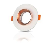 Portafaretto Incasso Scomparsa Rotondo Gesso con Bordo Metallo Oro Rosa Gu10