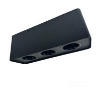 Vetrineinrete® Portafaretto triplo orientabile per montaggio esterno mini plafoniera applique da soffitto per faretto cucina soggiorno (Nero)