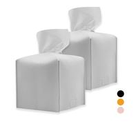 Portafazzoletti, Portafazzoletti di Carta, Scatola per Fazzoletti per Soggiorno Bagno Cucina Ufficio Auto, Scatola Portafazzoletti in Morbida Pelle, Quadrata, Cuoio Addensare,13 x 13 x 13 cm - Bianco
