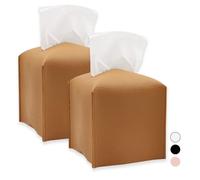 Portafazzoletti, Portafazzoletti di Carta, Scatola per Fazzoletti per Soggiorno Bagno Cucina Ufficio Auto, Scatola Portafazzoletti in Morbida Pelle, Quadrata, Cuoio Addensare,13 x 13 x 13 cm-Marrone